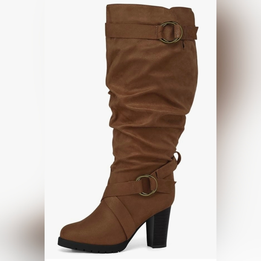 Mysoft Wide-calf Knee-high Faux Suede Boots - Size 10.5‎